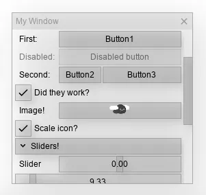 Several controls shown in a panel with the bubble style preset