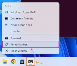 Image showing Terminal App pinning to taskbar